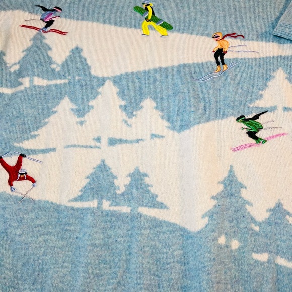 Cashmere Ski Sweater Winter Sports/Skiing/Snowscape  Size M. - Picture 2 of 13